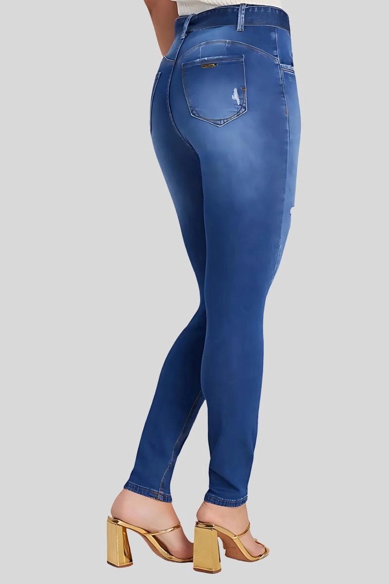 Calça Max Denim Skinny Cós Alto Feminina Jeans 