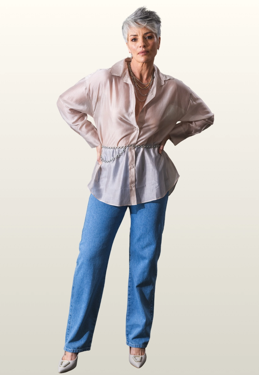 Produto - Calça Max Denim Wide Leg Feminina Jeans