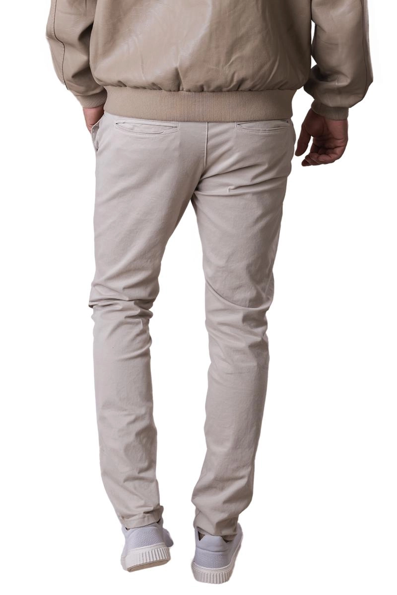Calça Ogochi Sarja Slim Bolso Faca Masculina Areia