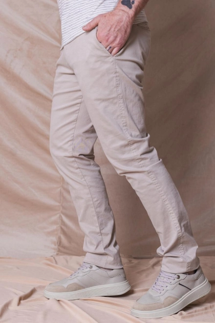 Produto - Calça Ogochi Sarja Slim Bolso Faca Masculina Areia