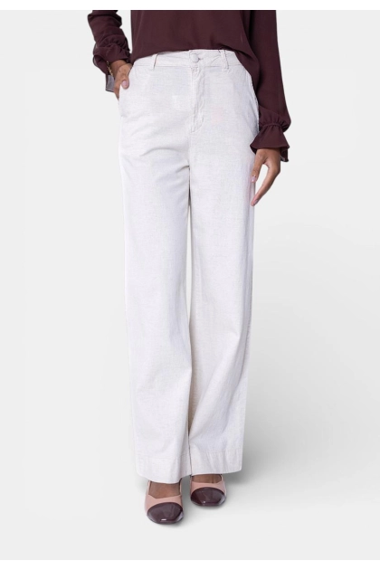 Produto Calça Pitt Alfaiataria Wide Leg Feminina Linho