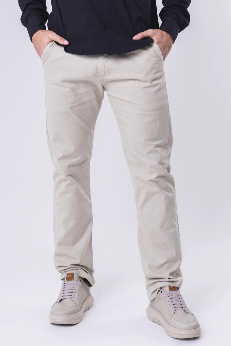 Produto - Calça Vilejack Sarja Reta Masculina Areia 