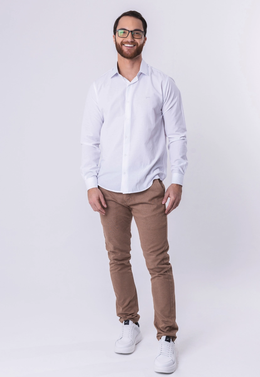Produto - Calça Vilejack Sarja Slim Masculina Caqui 