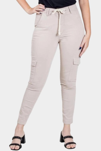 Calça Voox Cargo Sarja Feminina Bege Produto Calça Voox Cargo Sarja Feminina Bege