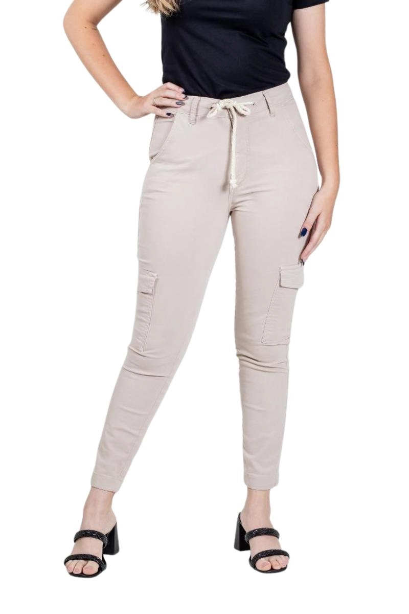 Calça Voox Cargo Sarja Feminina Bege