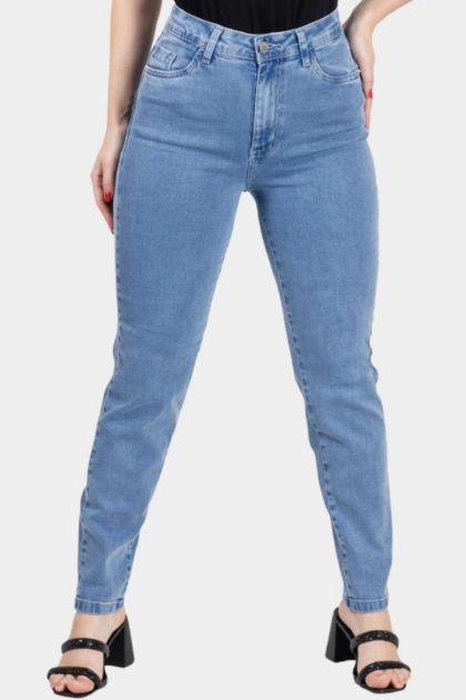 Produto - Calça Voox Gel Mom Feminina Jeans Azul Claro