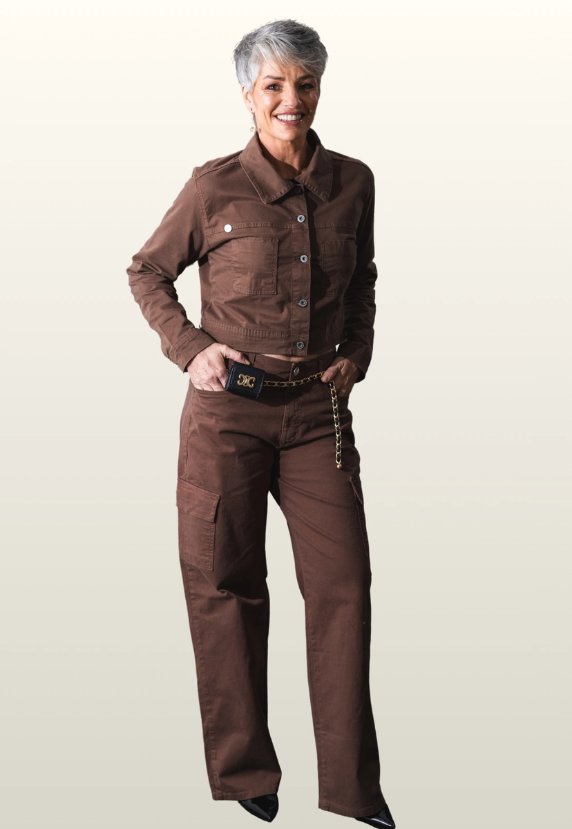 Produto - Calça Vox Sarja Cargo Feminina Marrom 