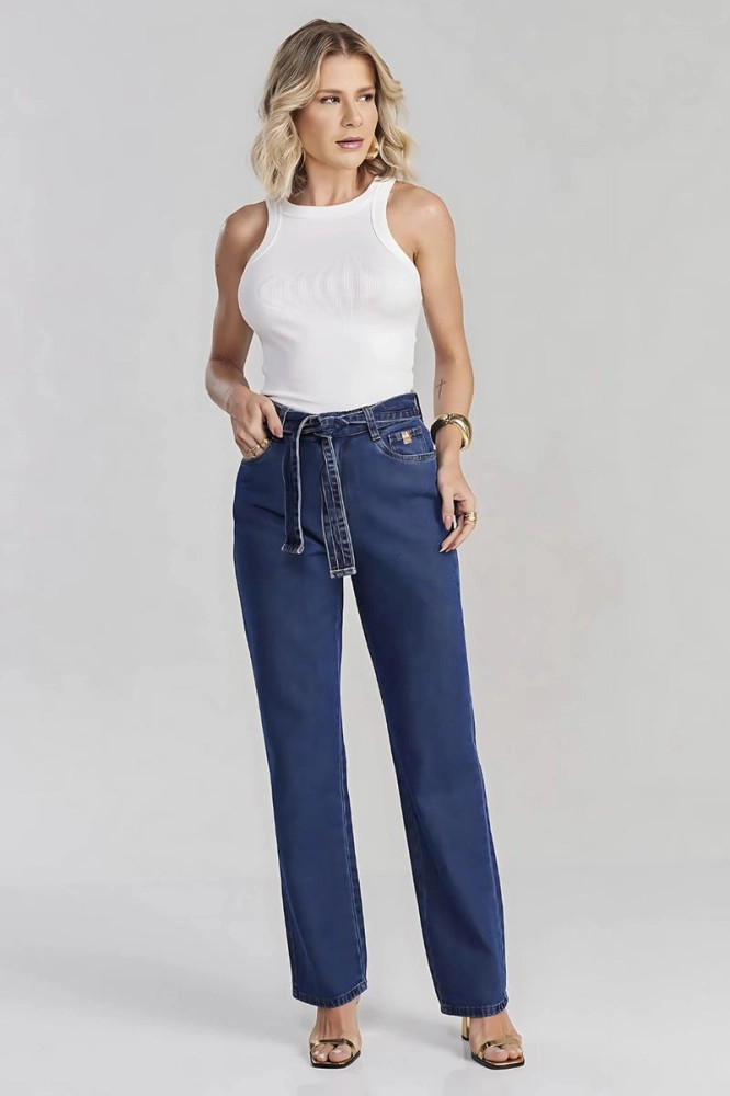 Produto - Calça Max Denim Reta Feminina Jeans
