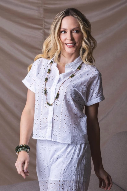 Produto - Camisa Aishty Manga Curta Feminino Branco 