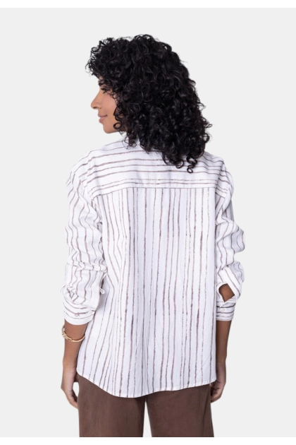 Camisa Calvin Klein Manga Longa Listrada Feminina Produto Camisa Calvin Klein Manga Longa Listrada Feminina