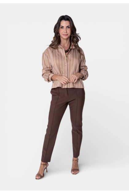 Camisa Coqueta Manga Longa Listrada Feminina Mocha Produto Camisa Coqueta Manga Longa Listrada Feminina Mocha