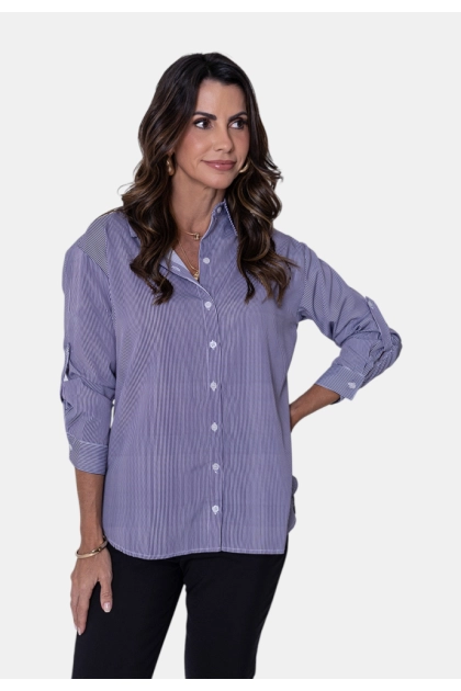 Produto - Camisa Ellen One Listrada Feminina Marinho