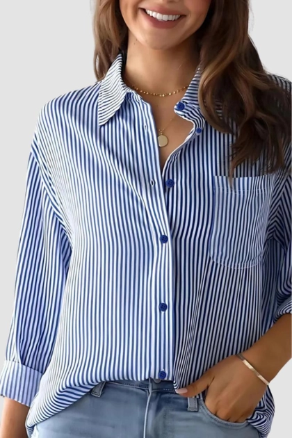 Produto - Camisa Gabip Listrada Feminina Azul
