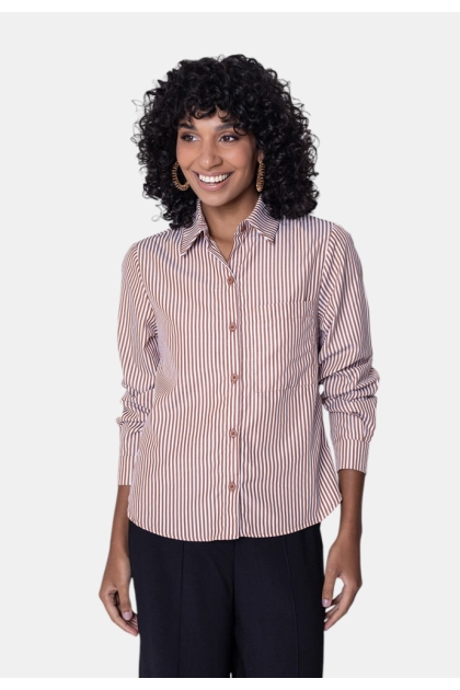 Camisa Gabip Listrada Feminina Canela