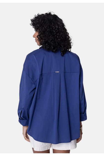Camisa Gabip Manga Longa Lisa Feminina Azul Cobalto Produto Camisa Gabip Manga Longa Lisa Feminina Azul Cobalto