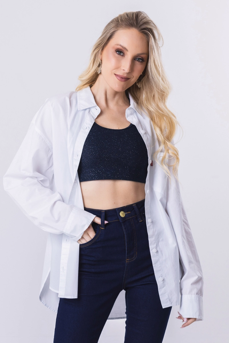 Produto - Camisa Levis Manga Longa Feminina Branca