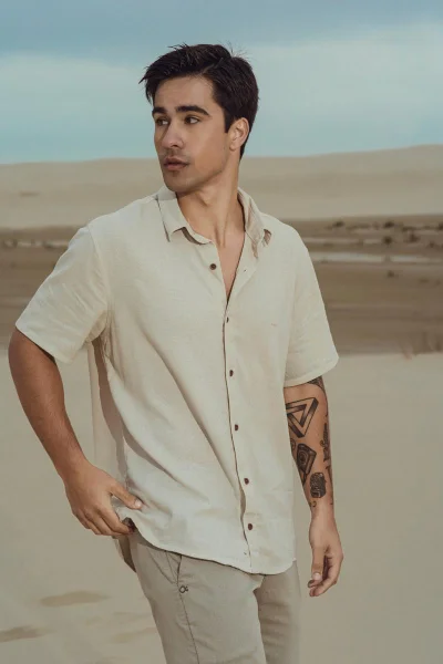 Camisa Masculina Manga Curta Linho Max Denim Produto Camisa Masculina Manga Curta Linho Max Denim