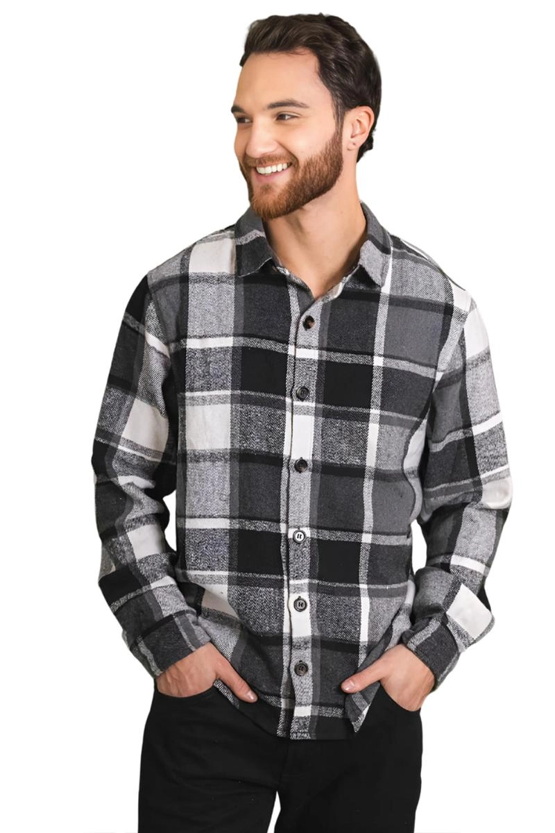Camisa Mochine Manga Longa Flanela Masculina Chumbo