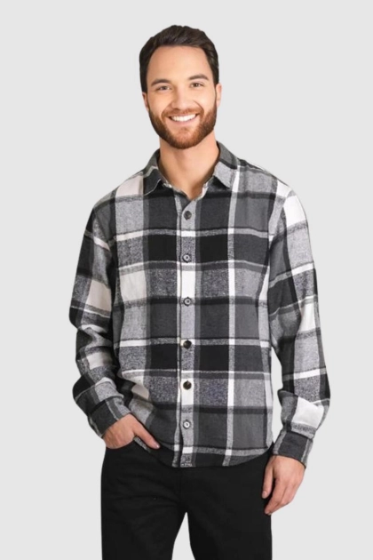 Produto - Camisa Mochine Manga Longa Flanela Masculina Chumbo