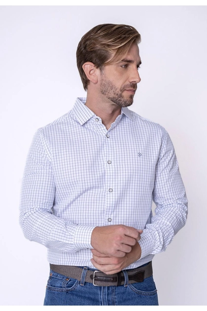 Produto - Camisa Pitt Slim Masculina Xadrex Marinho