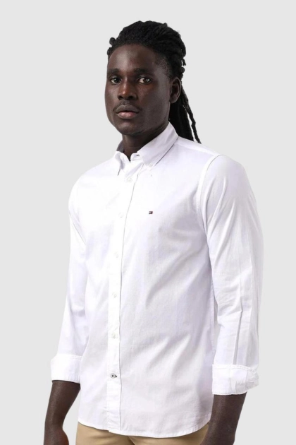 Produto - Camisa Tommy Hilfiger Manga Longa Lisa Masculina Branca