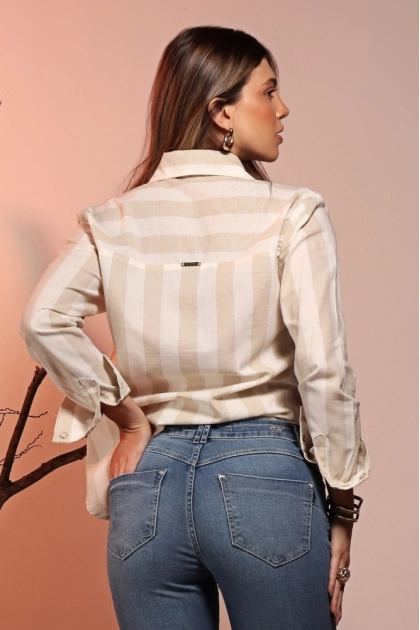 Camisas Alvo Da Moda Manga Longa Listrada Alongada Feminino Produto Camisas Alvo Da Moda Manga Longa Listrada Alongada Feminino