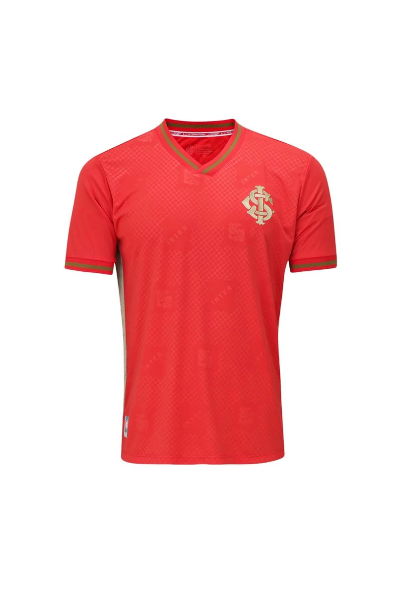 Camiseta Betel Internacional Manga Curta Vermelha e Dourada