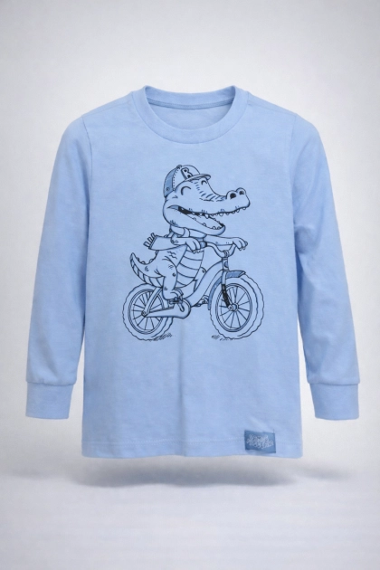 Camiseta By Gus Manga Longa Crocodilo Bebê Masculina Azul Produto Camiseta By Gus Manga Longa Crocodilo Bebê Masculina Azul