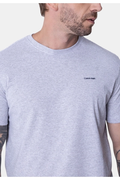Camiseta Calvin Klein Manga Curta Masculina Listrada Mescla Produto Camiseta Calvin Klein Manga Curta Masculina Listrada Mescla