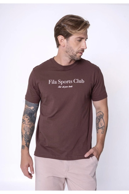 Produto - Camiseta Fila Manga Curta Masculina Marrom