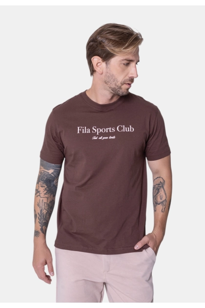 Camiseta Fila Manga Curta Masculina Marrom Produto - Camiseta Fila Manga Curta Masculina Marrom