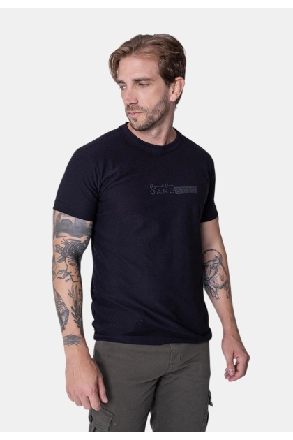 Camiseta Gangster Manga Curta Text Masculina Preta