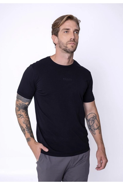 Produto - Camiseta Guess Manga Curta Bordada Masculina Preta 