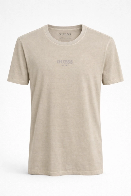 Camiseta Guess Manga Curta Logo Masculina Bege Produto Camiseta Guess Manga Curta Logo Masculina Bege