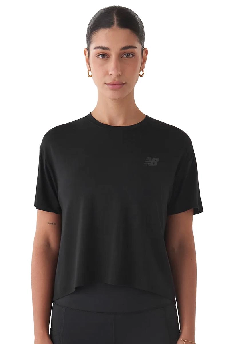Camiseta New Balance Cropped Small Logo Feminina Preta