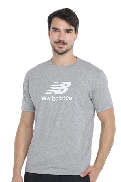 Camiseta New Balance Manga Curta Masculino Cinza Produto - Camiseta New Balance Manga Curta Masculino Cinza