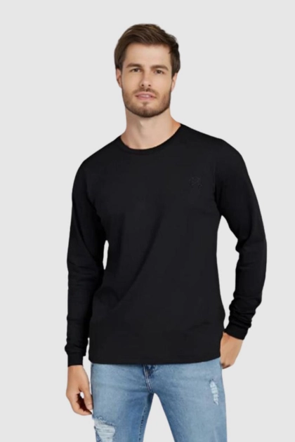 Produto - Camiseta Polo Brasil Moletinho Manga Longa Masculina Preta