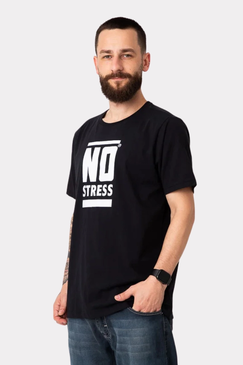 Produto - Camiseta Stress Estampada Masculina Preta 