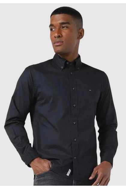 Produto - Camiseta Tommy Hilfiger Manga Longa Lisa Masculina Preta