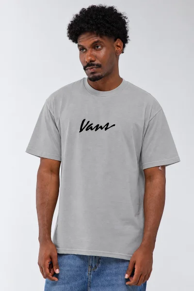 Camiseta Unissex Classic Script Vans Cinza Produto Camiseta Unissex Classic Script Vans Cinza