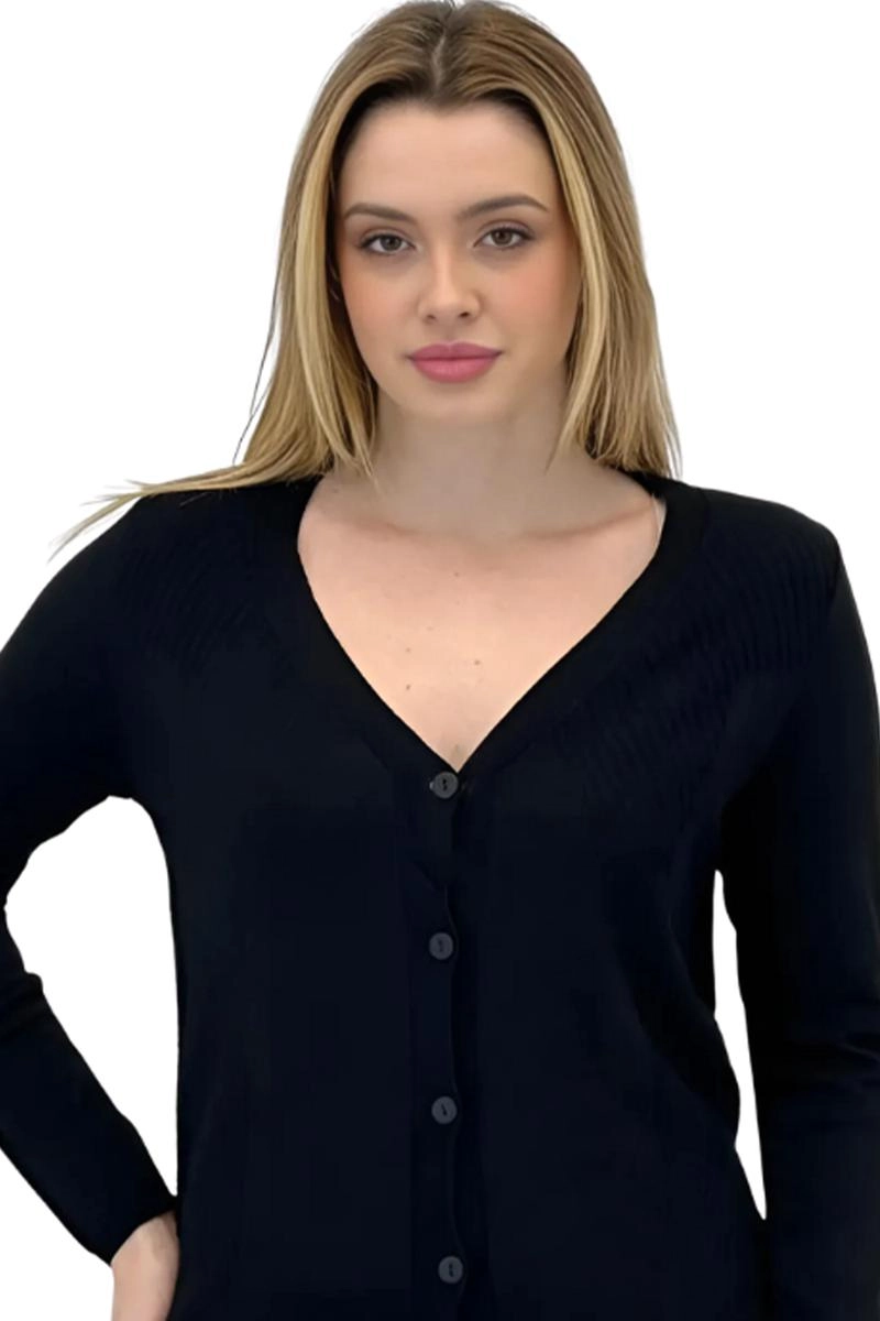 Cardigan Sea Brazil Modal Feminino Preto 