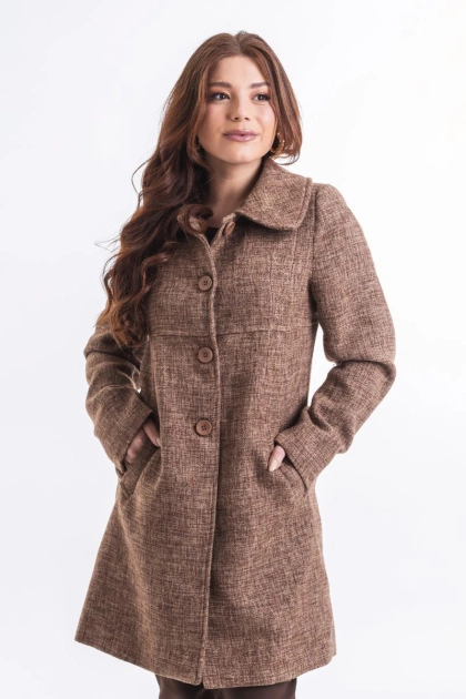 Produto - Casaco La Marca Lã Batida Longo Feminino Café Mescla