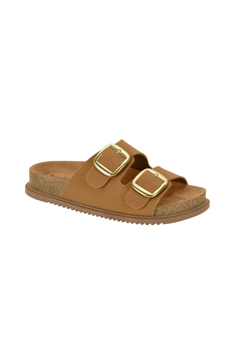 Chinelo Beira Rio Flat Feminino Caramelo