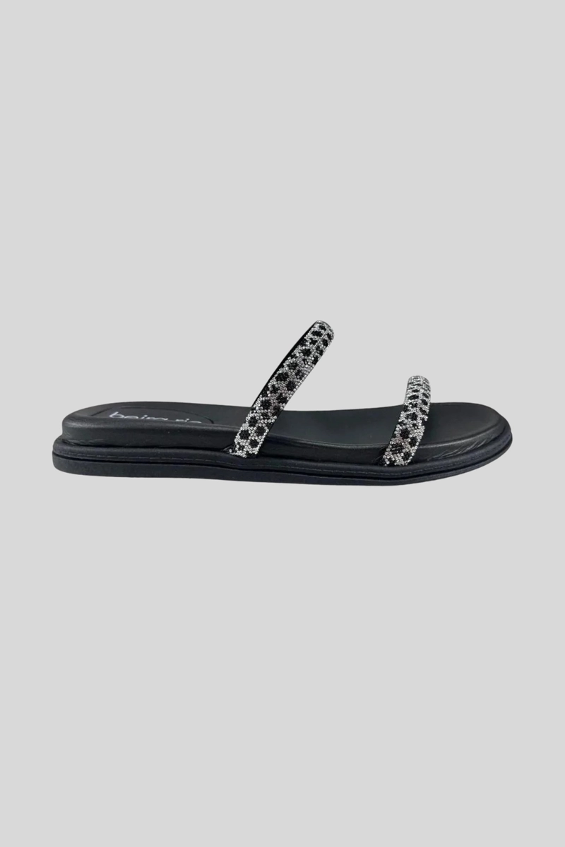 Produto - Chinelo Beira Rio Rasteira Feminina Preta Cristal