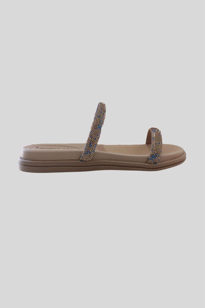 Produto - Chinelo Beira Rio Rasteira Feminino Azul Verde e Bege 