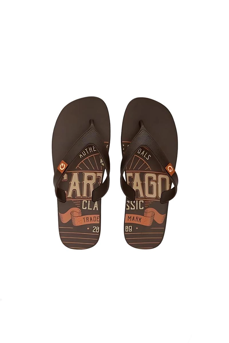 Chinelo Grendene Cartago Masculino Marrom e Laranja
