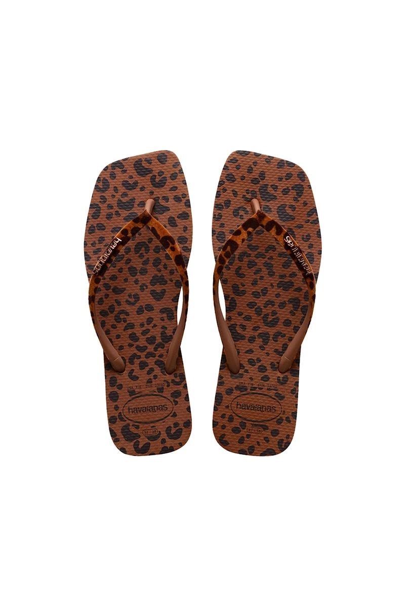 Chinelo Havaianas Slim Square Velvet Feminino Onça Ferrugem Produto Chinelo Havaianas Slim Square Velvet Feminino Onça Ferrugem