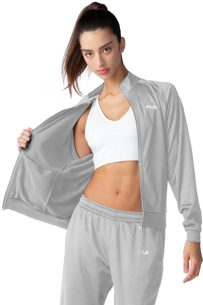 Conjunto Agasalho Fila Helanca Feminino Cinza