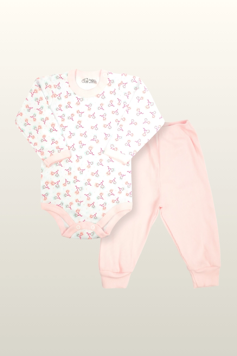 Produto - Conjunto Baby Duck Canelado Feminino Jardim Rosa 