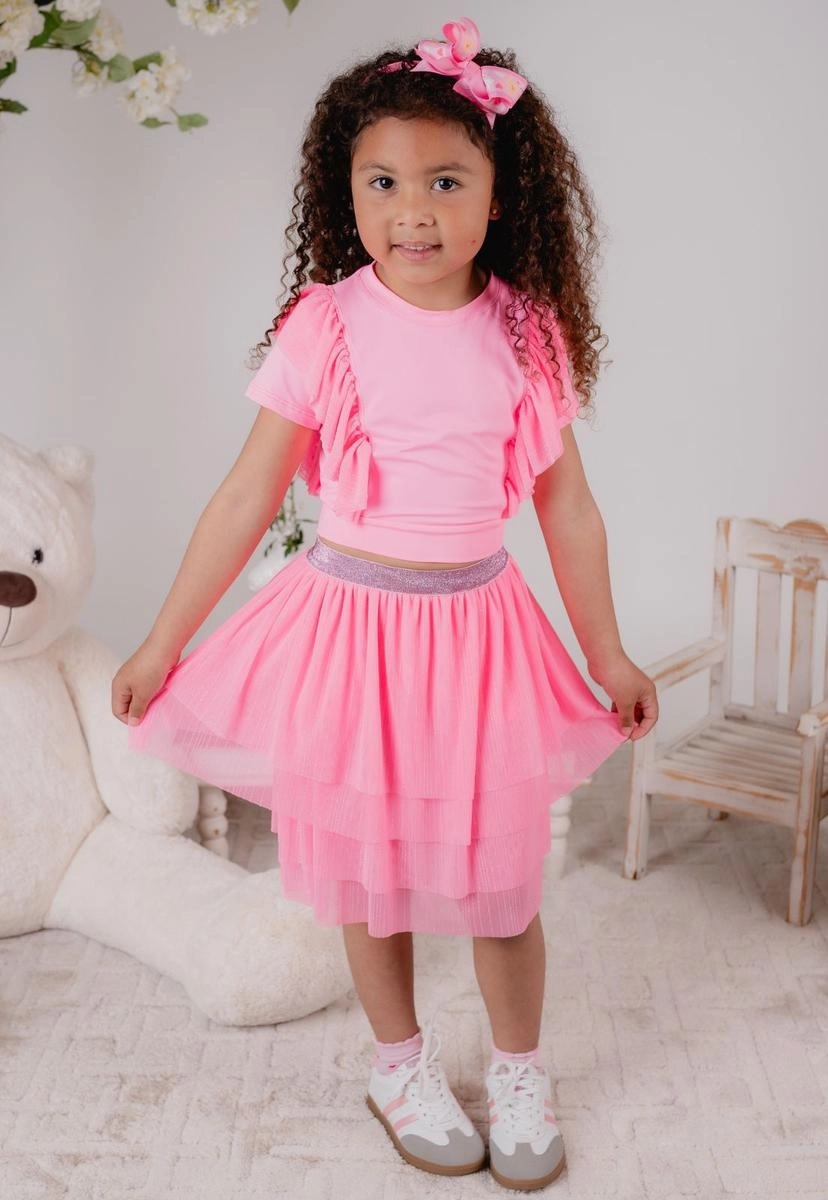 Produto - Conjunto Coccinelle Manga Curta Tule Infantil Feminino Preto